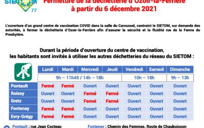 La déchetterie d’Ozoir ferme à partir du 6 Décembre (temporairement)