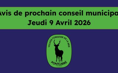 Avis de prochain Conseil Municipal : Jeudi 9 avril 2026
