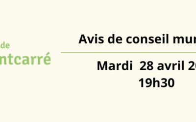 Avis de prochain Conseil Municipal : Mardi 28 avril 2026