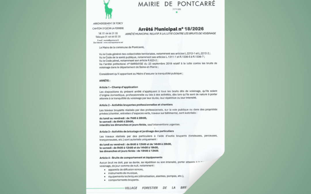 Arrêté n°18/2026 relatif à la lutte contre les bruits de voisinage