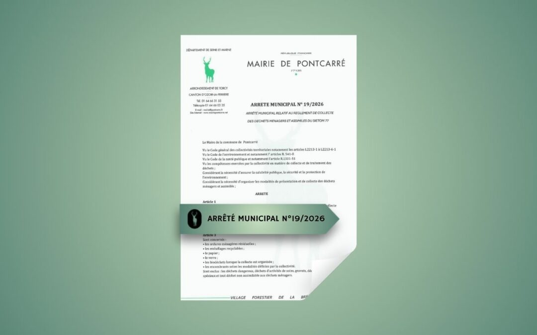 Arrêté n°19/2026 relatif au règlement de collecte des déchets ménagers et assimilés du SIETOM 77
